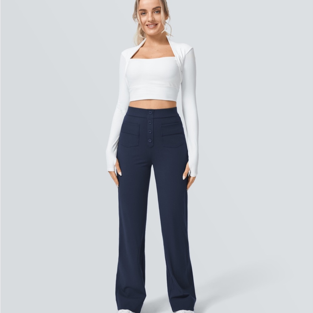 HALARA Navy Wide-Leg Pants - Picture 5 of 12